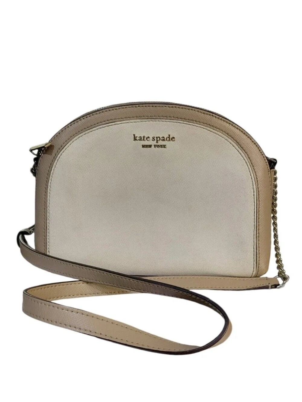 kate spade New York Spencer Double Zip Cream & Tan Crossbody Bag